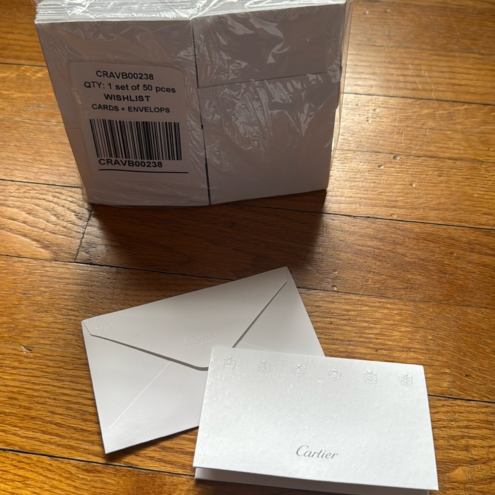 Cartier set of 50 message cards with envelopes.